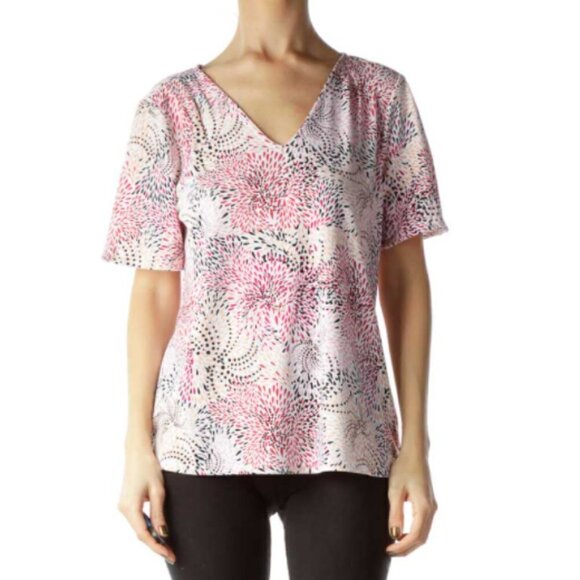 The Limited Tops - The Limited Pink Beige Printed T-Shirt